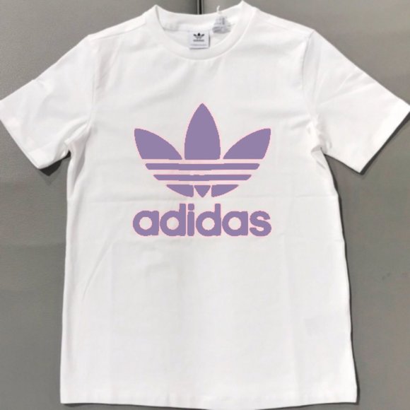 adidas Tops - Adidas Trefoil Logo T-Shirt - White/Purple - S